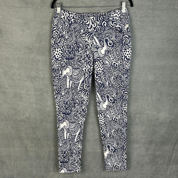 Lilly Pulitzer Pants Womens 8 Navy Luxletic Corso UPF 50+ Comfort Preppy Stretch - Picture 1 of 14